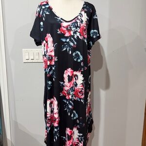 Floral Black and Pink Women's Dress